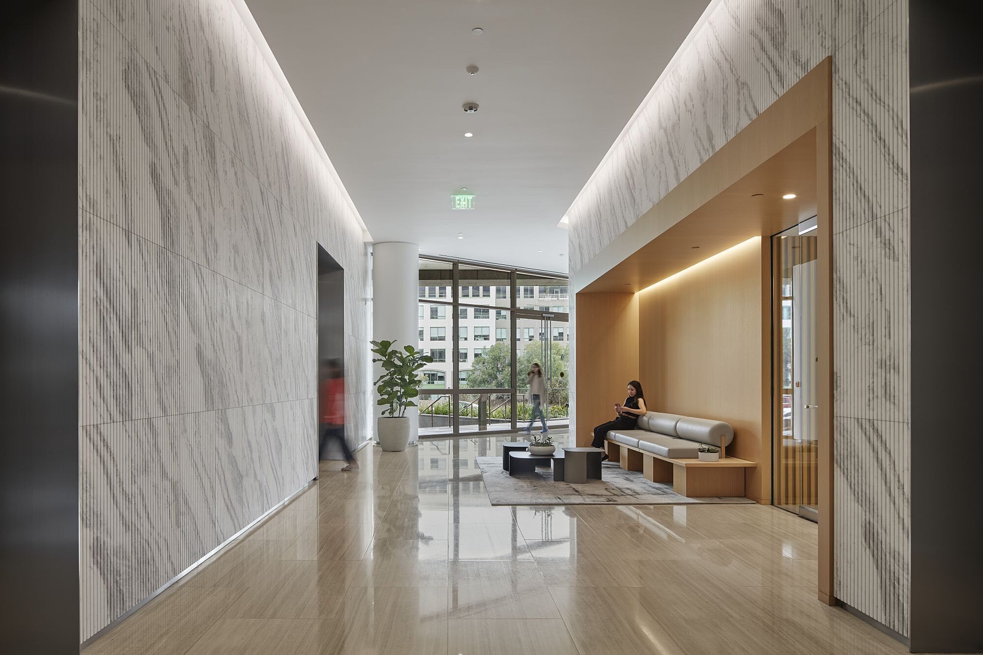 Contemporary lounge seating in a Studio Plaza interior amenity area.